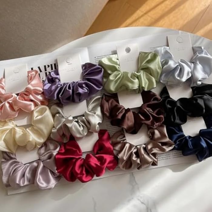 Set of Colorful Satin Hair Ties (Multicolor, Set of 6) - Image 5